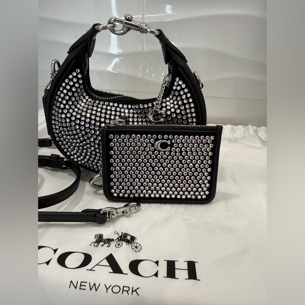 Coach Jonie Bag With Crystal & matching Crystal skinny id wallet